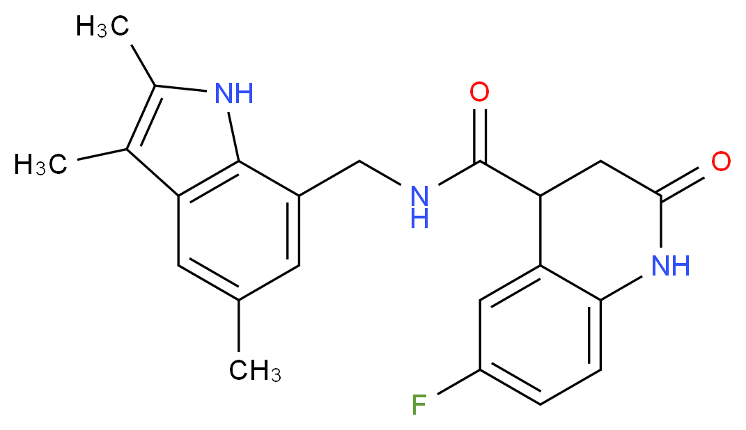 6-fluoro-2-oxo-N-[(2,3,5-trimethyl-1H-indol-7-yl)methyl]-1,2,3,4-tetrahydroquinoline-4-carboxamide_分子结构_CAS_)