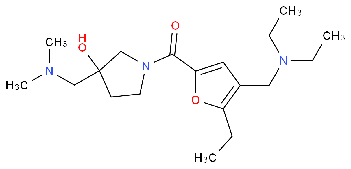 1-{4-[(diethylamino)methyl]-5-ethyl-2-furoyl}-3-[(dimethylamino)methyl]-3-pyrrolidinol_分子结构_CAS_)