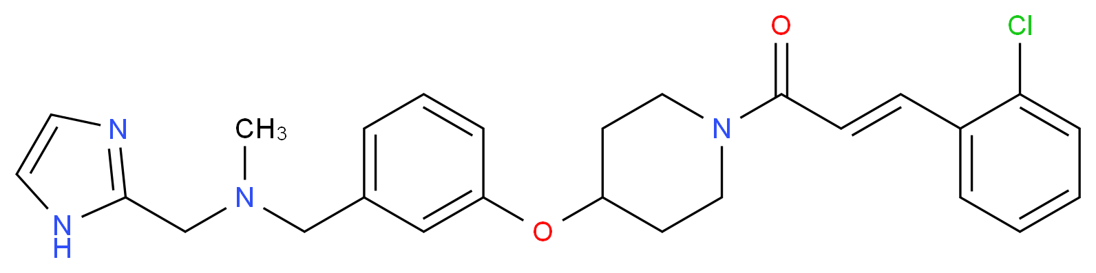 1-[3-({1-[(2E)-3-(2-chlorophenyl)-2-propenoyl]-4-piperidinyl}oxy)phenyl]-N-(1H-imidazol-2-ylmethyl)-N-methylmethanamine_分子结构_CAS_)