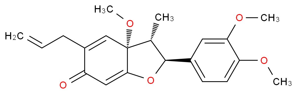 (2S,3R,3aR)-2-(3,4-dimethoxyphenyl)-3a-methoxy-3-methyl-5-(prop-2-en-1-yl)-2,3,3a,6-tetrahydro-1-benzofuran-6-one_分子结构_CAS_87402-88-8