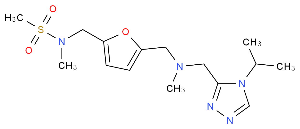 N-[(5-{[[(4-isopropyl-4H-1,2,4-triazol-3-yl)methyl](methyl)amino]methyl}-2-furyl)methyl]-N-methylmethanesulfonamide_分子结构_CAS_)