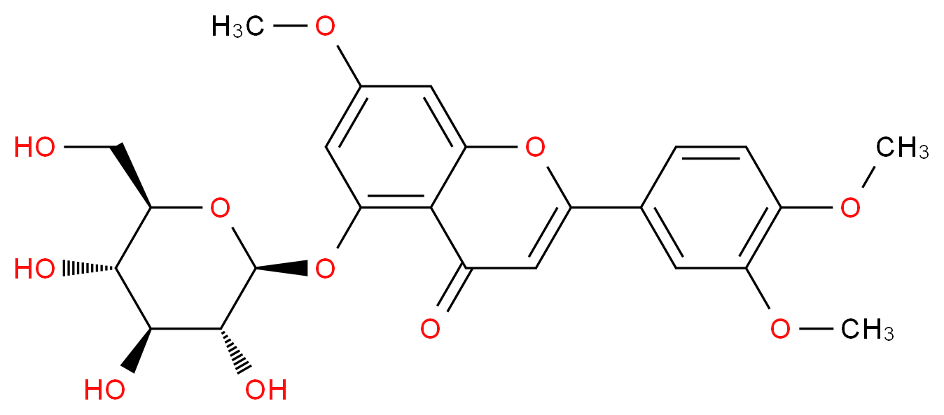 2-(3,4-dimethoxyphenyl)-7-methoxy-5-{[(2S,3R,4S,5S,6R)-3,4,5-trihydroxy-6-(hydroxymethyl)oxan-2-yl]oxy}-4H-chromen-4-one_分子结构_CAS_221289-20-9