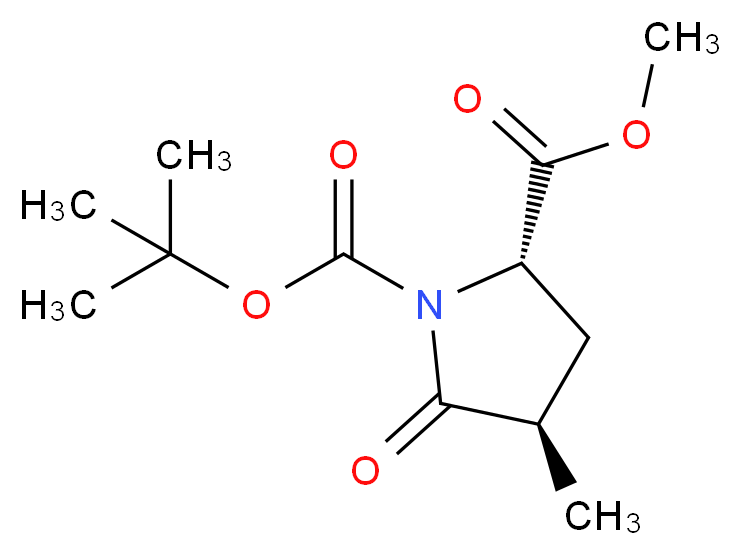 1-tert-butyl 2-methyl (2S,4R)-4-methyl-5-oxopyrrolidine-1,2-dicarboxylate_分子结构_CAS_196394-49-7