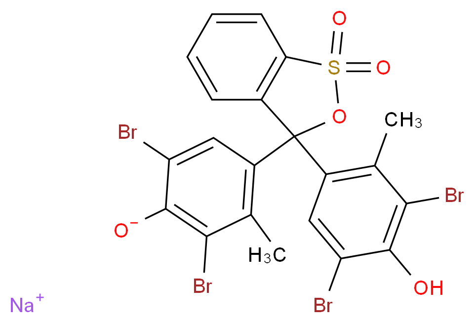 sodium 2,6-dibromo-4-[3-(3,5-dibromo-4-hydroxy-2-methylphenyl)-1,1-dioxo-3H-2,1λ<sup>6</sup>-benzoxathiol-3-yl]-3-methylbenzen-1-olate_分子结构_CAS_62625-32-5