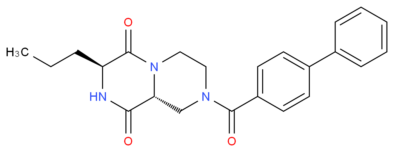 (3S,9aR)-8-(4-biphenylylcarbonyl)-3-propyltetrahydro-2H-pyrazino[1,2-a]pyrazine-1,4(3H,6H)-dione_分子结构_CAS_)
