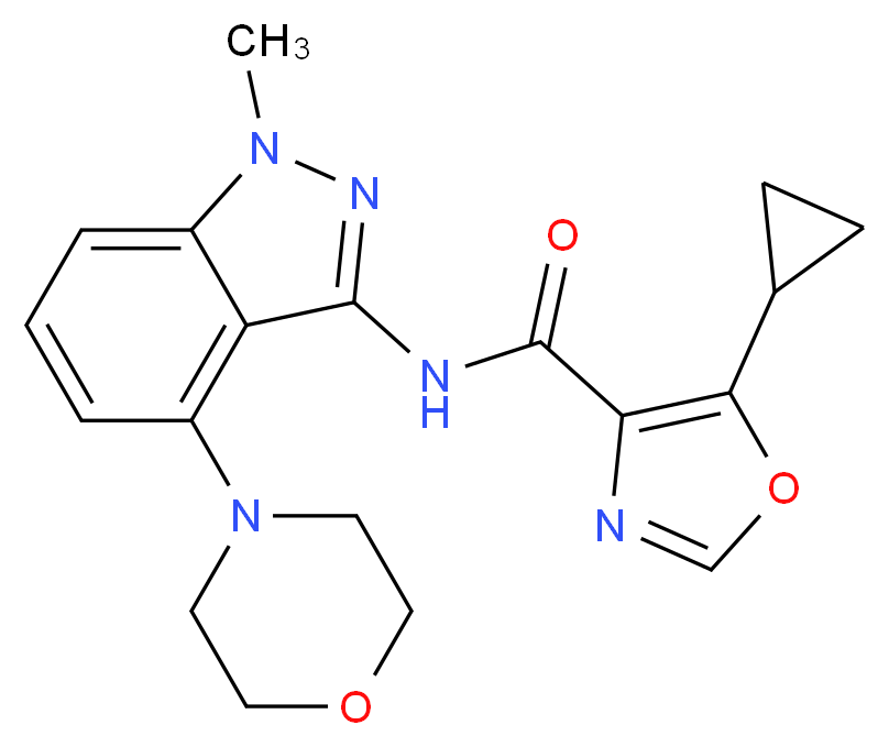5-cyclopropyl-N-(1-methyl-4-morpholin-4-yl-1H-indazol-3-yl)-1,3-oxazole-4-carboxamide_分子结构_CAS_)