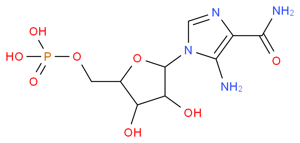 {[5-(5-amino-4-carbamoyl-1H-imidazol-1-yl)-3,4-dihydroxyoxolan-2-yl]methoxy}phosphonic acid_分子结构_CAS_3031-94-5