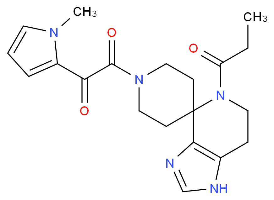 1-(1-methyl-1H-pyrrol-2-yl)-2-oxo-2-(5-propionyl-1,5,6,7-tetrahydro-1'H-spiro[imidazo[4,5-c]pyridine-4,4'-piperidin]-1'-yl)ethanone_分子结构_CAS_)