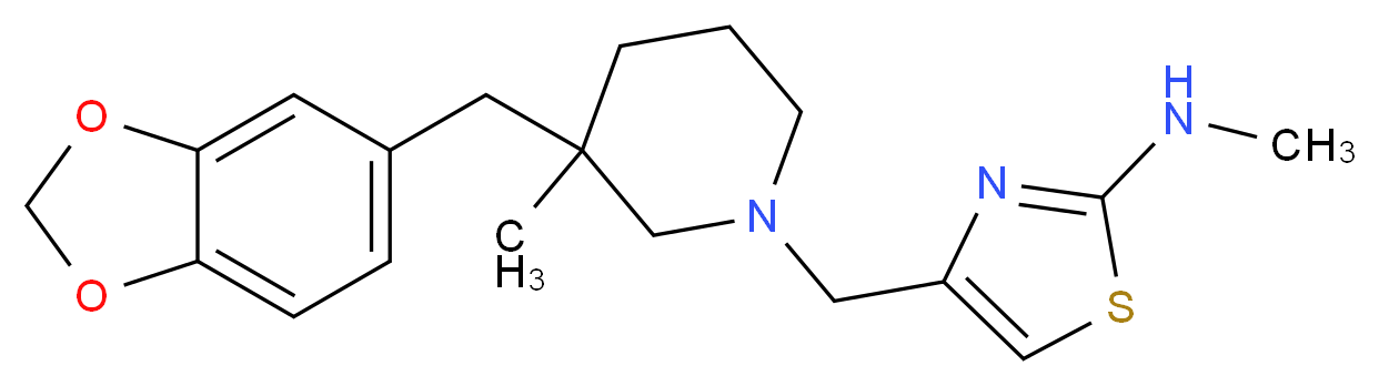 4-{[3-(1,3-benzodioxol-5-ylmethyl)-3-methylpiperidin-1-yl]methyl}-N-methyl-1,3-thiazol-2-amine_分子结构_CAS_)