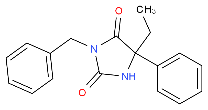 3-benzyl-5-ethyl-5-phenylimidazolidine-2,4-dione_分子结构_CAS_93879-40-4