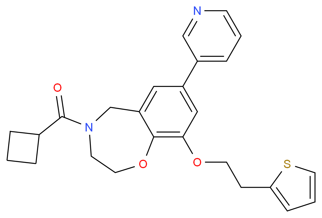 4-(cyclobutylcarbonyl)-7-(3-pyridinyl)-9-[2-(2-thienyl)ethoxy]-2,3,4,5-tetrahydro-1,4-benzoxazepine_分子结构_CAS_)