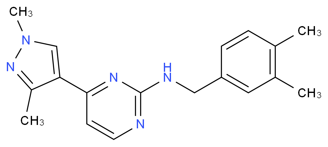 N-(3,4-dimethylbenzyl)-4-(1,3-dimethyl-1H-pyrazol-4-yl)pyrimidin-2-amine_分子结构_CAS_)