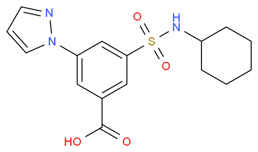 3-[(cyclohexylamino)sulfonyl]-5-(1H-pyrazol-1-yl)benzoic acid_分子结构_CAS_)