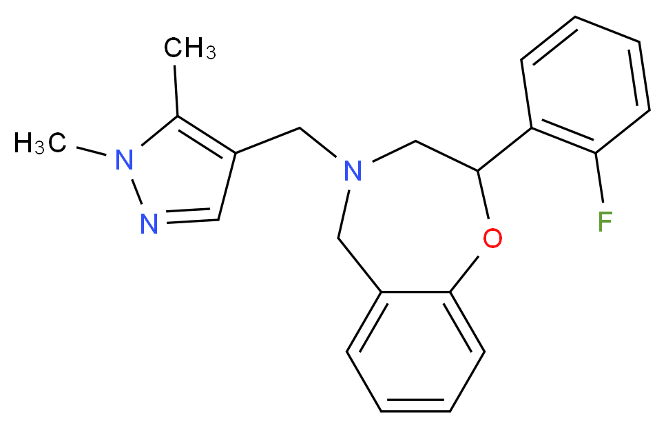 4-[(1,5-dimethyl-1H-pyrazol-4-yl)methyl]-2-(2-fluorophenyl)-2,3,4,5-tetrahydro-1,4-benzoxazepine_分子结构_CAS_)