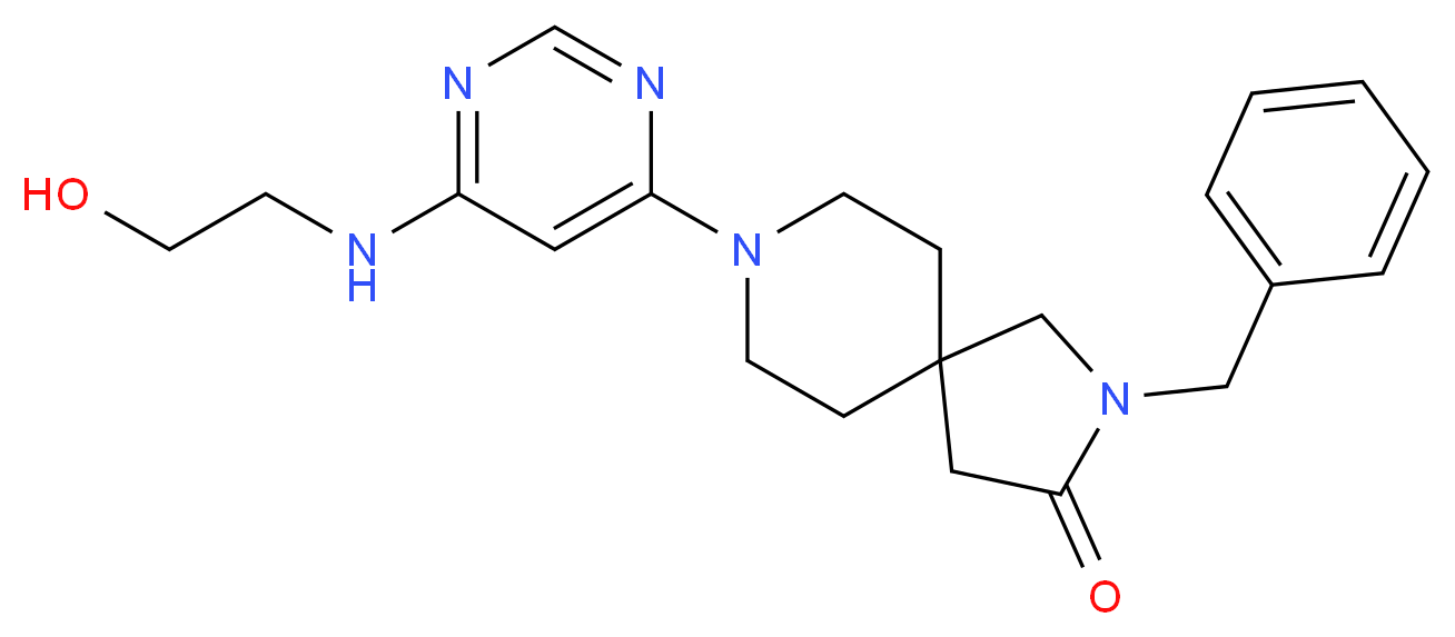 2-benzyl-8-{6-[(2-hydroxyethyl)amino]-4-pyrimidinyl}-2,8-diazaspiro[4.5]decan-3-one_分子结构_CAS_)