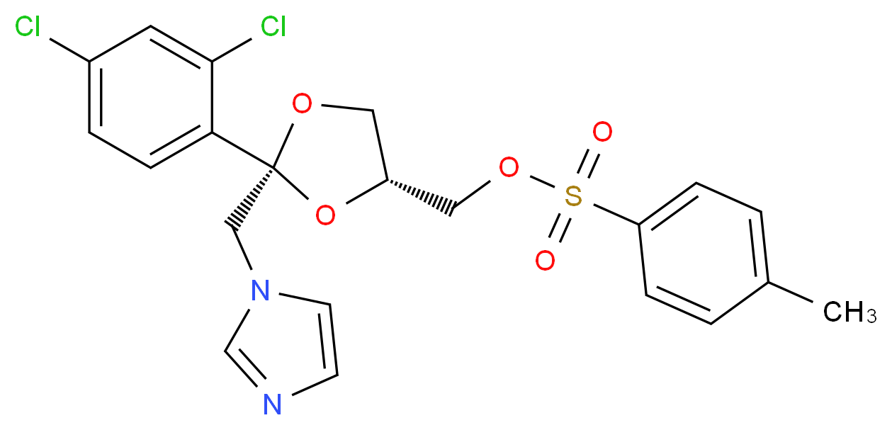 [(2R,4R)-2-(2,4-dichlorophenyl)-2-(1H-imidazol-1-ylmethyl)-1,3-dioxolan-4-yl]methyl 4-methylbenzene-1-sulfonate_分子结构_CAS_134071-44-6