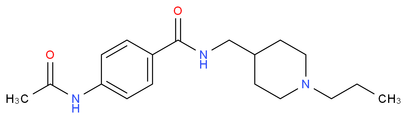 4-(acetylamino)-N-[(1-propylpiperidin-4-yl)methyl]benzamide_分子结构_CAS_)