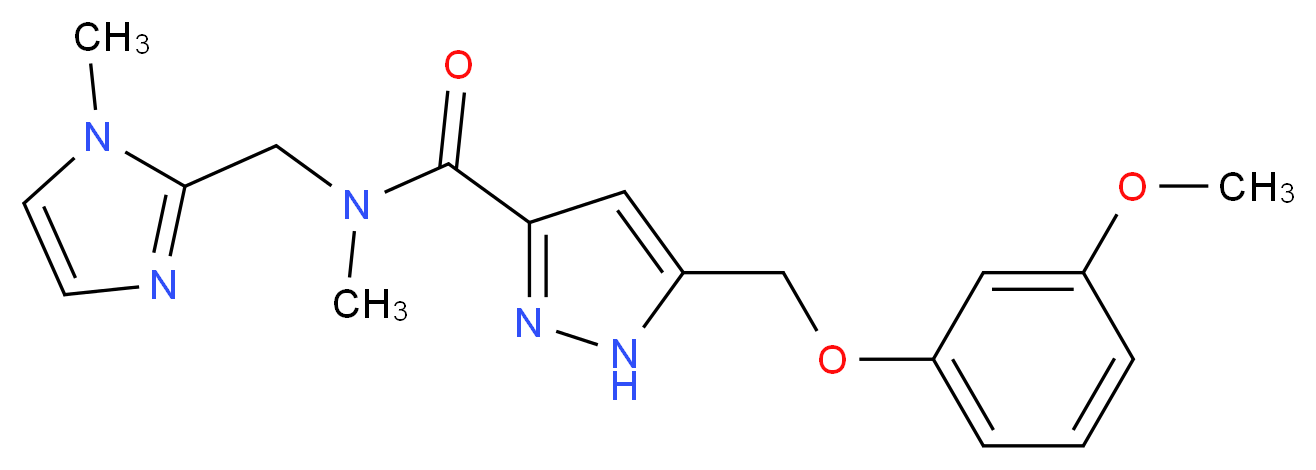 5-[(3-methoxyphenoxy)methyl]-N-methyl-N-[(1-methyl-1H-imidazol-2-yl)methyl]-1H-pyrazole-3-carboxamide_分子结构_CAS_)