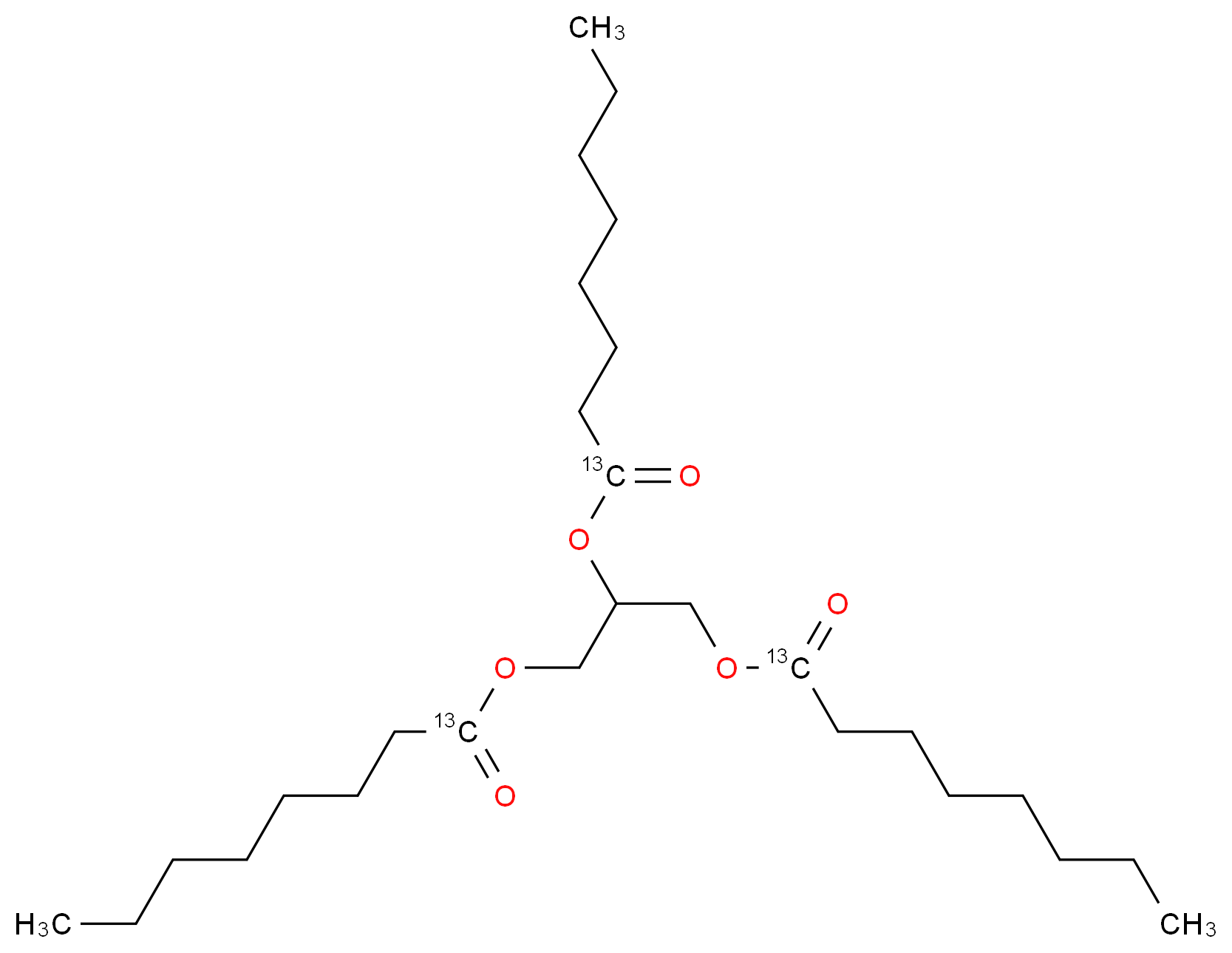 1,3-bis[(1-<sup>1</sup><sup>3</sup>C)octanoyloxy]propan-2-yl (1-<sup>1</sup><sup>3</sup>C)octanoate_分子结构_CAS_65402-55-3