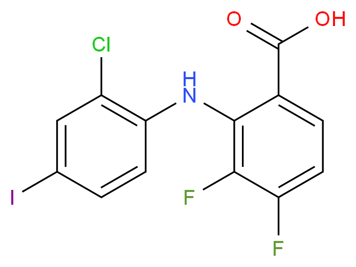 2-[(2-chloro-4-iodophenyl)amino]-3,4-difluorobenzoic acid_分子结构_CAS_303175-44-2