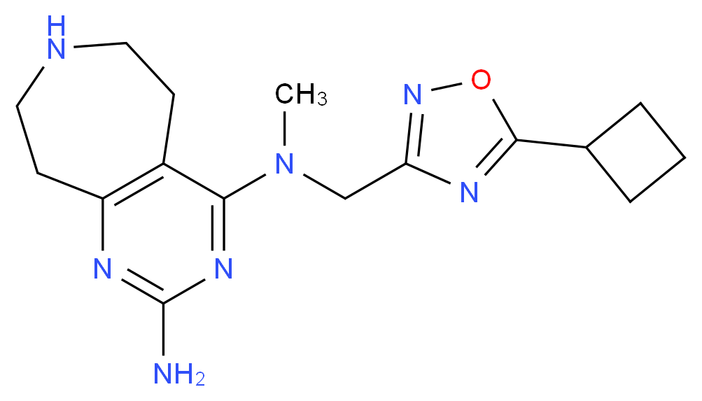 N~4~-[(5-cyclobutyl-1,2,4-oxadiazol-3-yl)methyl]-N~4~-methyl-6,7,8,9-tetrahydro-5H-pyrimido[4,5-d]azepine-2,4-diamine_分子结构_CAS_)
