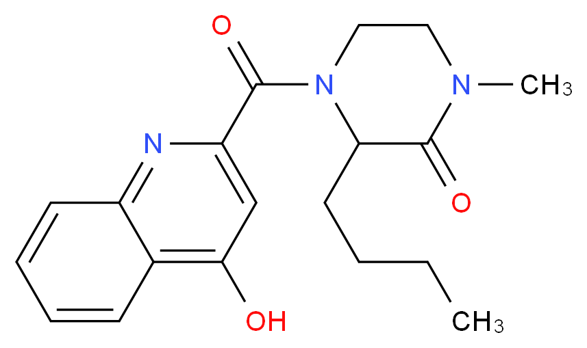 3-butyl-4-[(4-hydroxy-2-quinolinyl)carbonyl]-1-methyl-2-piperazinone_分子结构_CAS_)