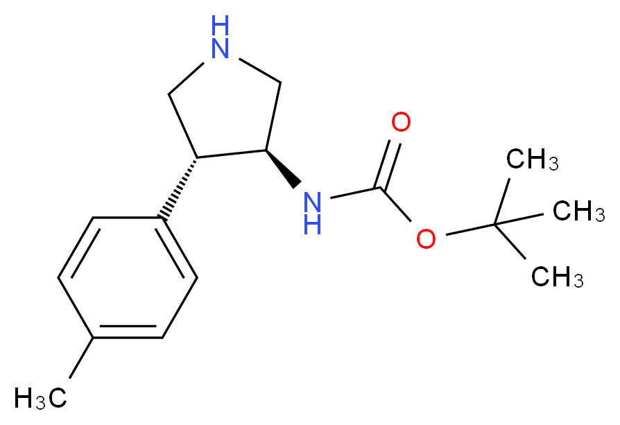 tert-butyl N-[(3S,4R)-4-(4-methylphenyl)pyrrolidin-3-yl]carbamate_分子结构_CAS_1260605-88-6
