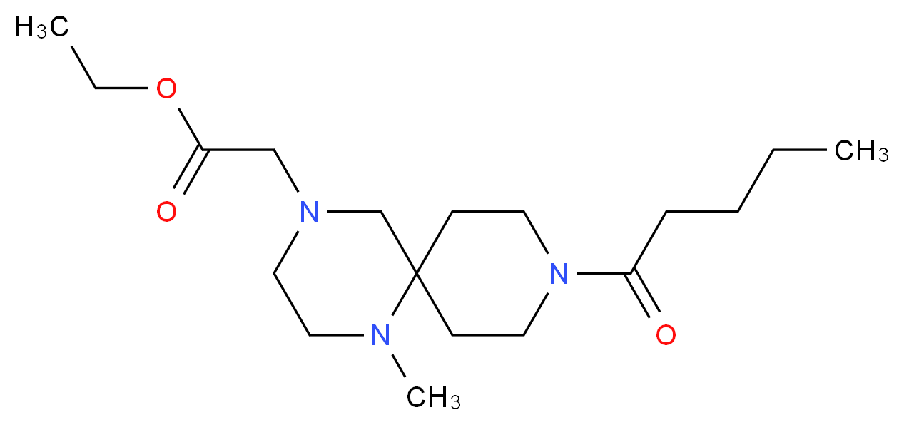 ethyl (1-methyl-9-pentanoyl-1,4,9-triazaspiro[5.5]undec-4-yl)acetate_分子结构_CAS_)