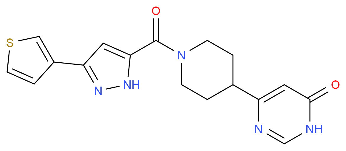 6-(1-{[3-(3-thienyl)-1H-pyrazol-5-yl]carbonyl}piperidin-4-yl)pyrimidin-4(3H)-one_分子结构_CAS_)