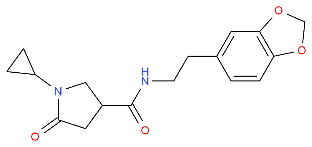N-[2-(1,3-benzodioxol-5-yl)ethyl]-1-cyclopropyl-5-oxo-3-pyrrolidinecarboxamide_分子结构_CAS_)