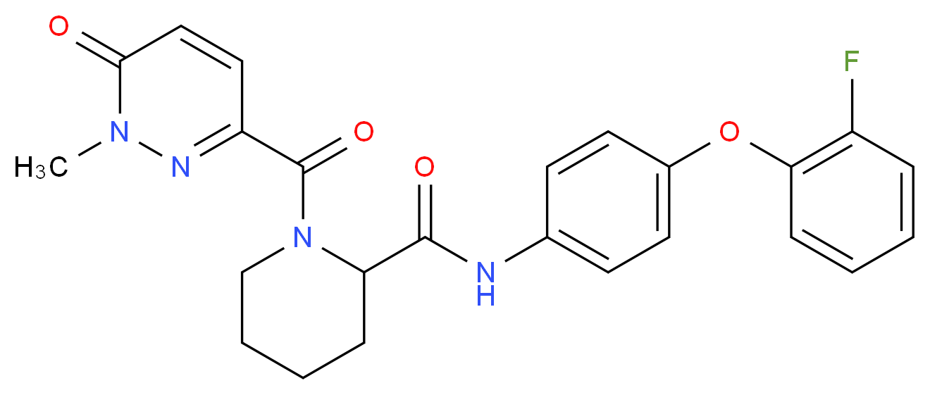 N-[4-(2-fluorophenoxy)phenyl]-1-[(1-methyl-6-oxo-1,6-dihydro-3-pyridazinyl)carbonyl]-2-piperidinecarboxamide_分子结构_CAS_)
