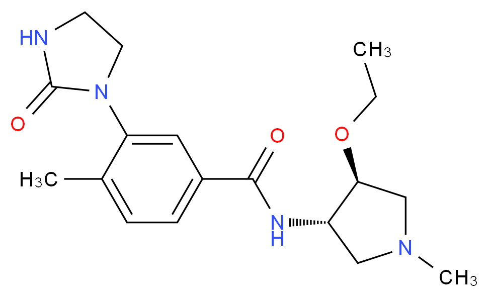 N-[(3S*,4S*)-4-ethoxy-1-methyl-3-pyrrolidinyl]-4-methyl-3-(2-oxo-1-imidazolidinyl)benzamide_分子结构_CAS_)