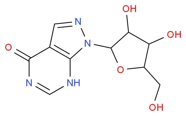 1-[3,4-dihydroxy-5-(hydroxymethyl)oxolan-2-yl]-1H,4H,7H-pyrazolo[3,4-d]pyrimidin-4-one_分子结构_CAS_16220-07-8