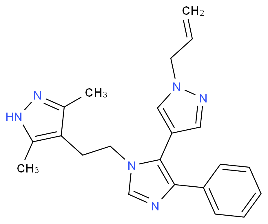 4-{2-[5-(1-allyl-1H-pyrazol-4-yl)-4-phenyl-1H-imidazol-1-yl]ethyl}-3,5-dimethyl-1H-pyrazole_分子结构_CAS_)