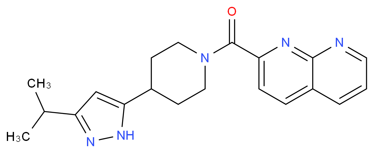 2-{[4-(3-isopropyl-1H-pyrazol-5-yl)piperidin-1-yl]carbonyl}-1,8-naphthyridine_分子结构_CAS_)