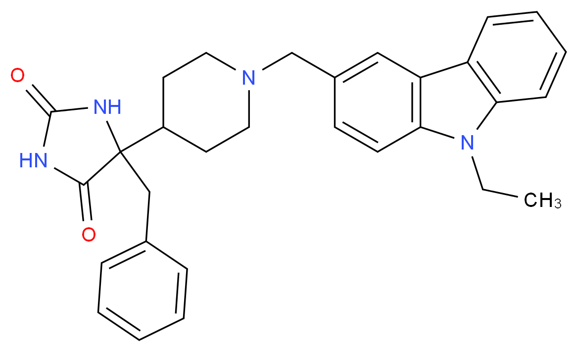 5-benzyl-5-{1-[(9-ethyl-9H-carbazol-3-yl)methyl]-4-piperidinyl}-2,4-imidazolidinedione_分子结构_CAS_)