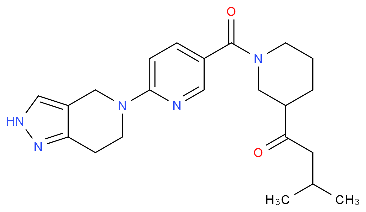 3-methyl-1-(1-{[6-(2,4,6,7-tetrahydro-5H-pyrazolo[4,3-c]pyridin-5-yl)pyridin-3-yl]carbonyl}piperidin-3-yl)butan-1-one_分子结构_CAS_)