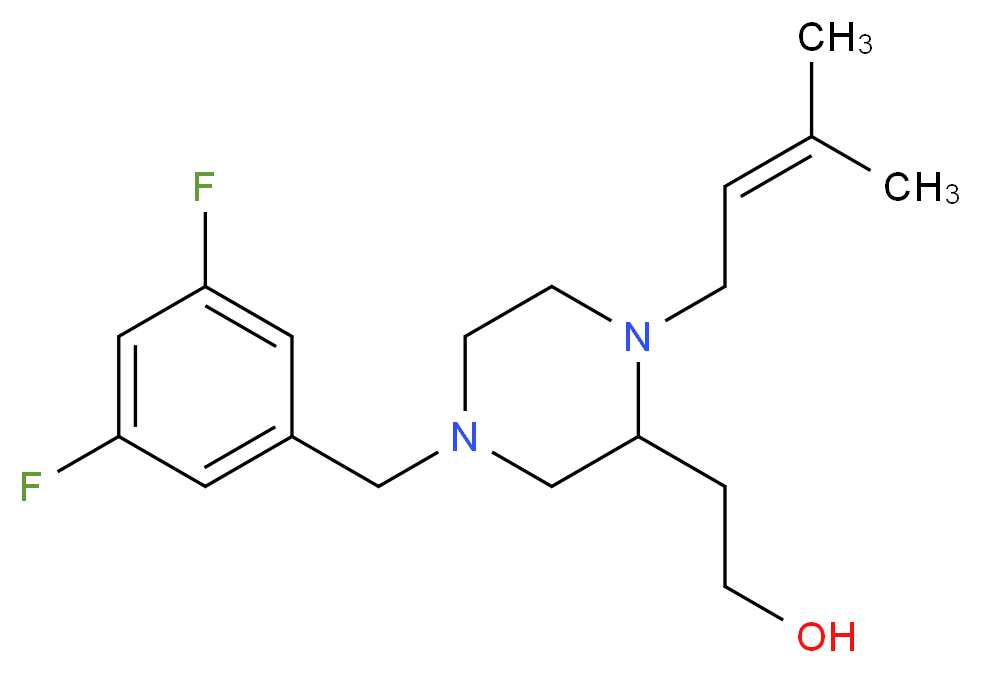 2-[4-(3,5-difluorobenzyl)-1-(3-methyl-2-buten-1-yl)-2-piperazinyl]ethanol_分子结构_CAS_)