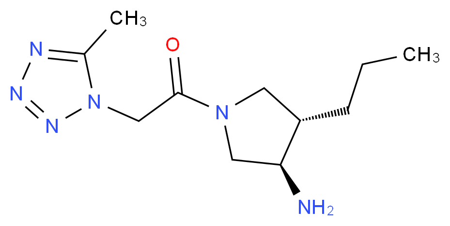 (3R*,4S*)-1-[(5-methyl-1H-tetrazol-1-yl)acetyl]-4-propyl-3-pyrrolidinamine_分子结构_CAS_)