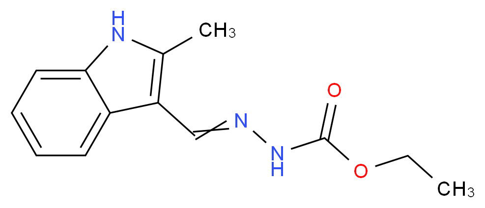 ETHYL 2-((2-METHYL-1H-INDOL-3-YL)METHYLENE)HYDRAZINECARBOXYLATE_分子结构_CAS_113143-56-9)