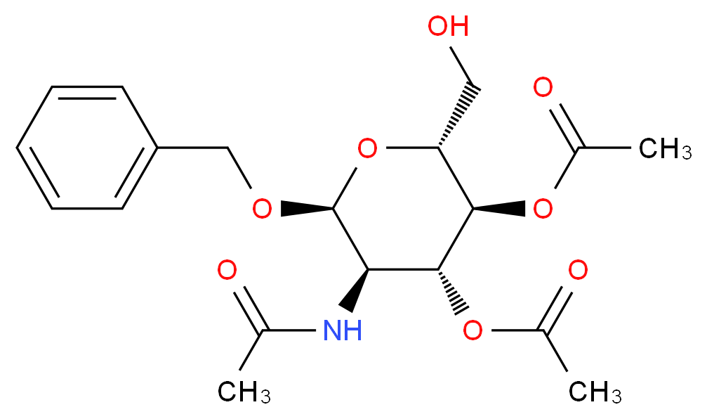 (2R,3S,4R,5R,6S)-3-(acetyloxy)-6-(benzyloxy)-5-acetamido-2-(hydroxymethyl)oxan-4-yl acetate_分子结构_CAS_33401-01-3