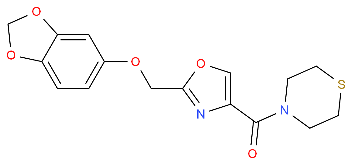 4-({2-[(1,3-benzodioxol-5-yloxy)methyl]-1,3-oxazol-4-yl}carbonyl)thiomorpholine_分子结构_CAS_)