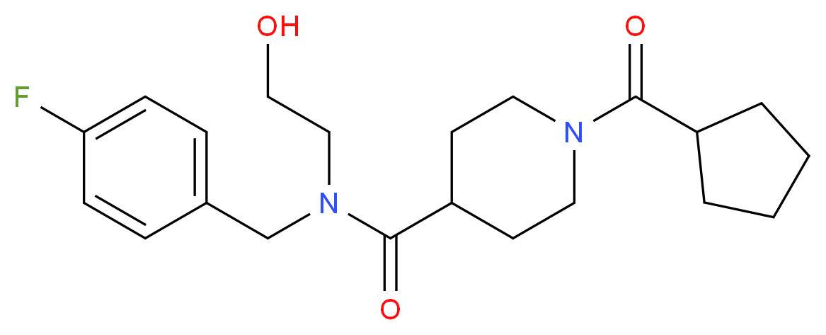 1-(cyclopentylcarbonyl)-N-(4-fluorobenzyl)-N-(2-hydroxyethyl)-4-piperidinecarboxamide_分子结构_CAS_)
