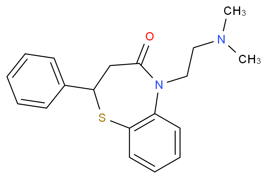 5-[2-(dimethylamino)ethyl]-2-phenyl-2,3,4,5-tetrahydro-1,5-benzothiazepin-4-one_分子结构_CAS_5845-26-1