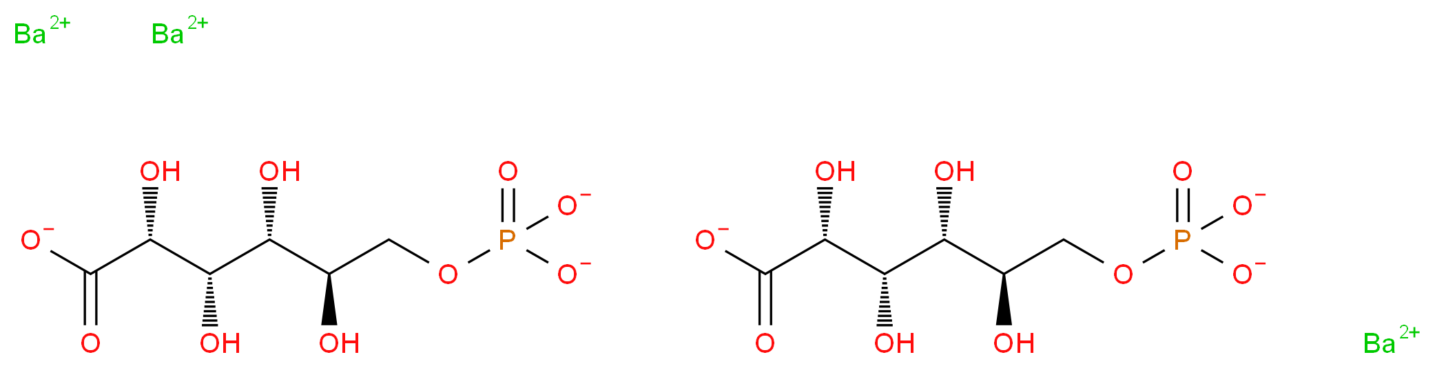 tribarium(2+) ion bis((2R,3S,4R,5R)-2,3,4,5-tetrahydroxy-6-(phosphonatooxy)hexanoate)_分子结构_CAS_921-62-0