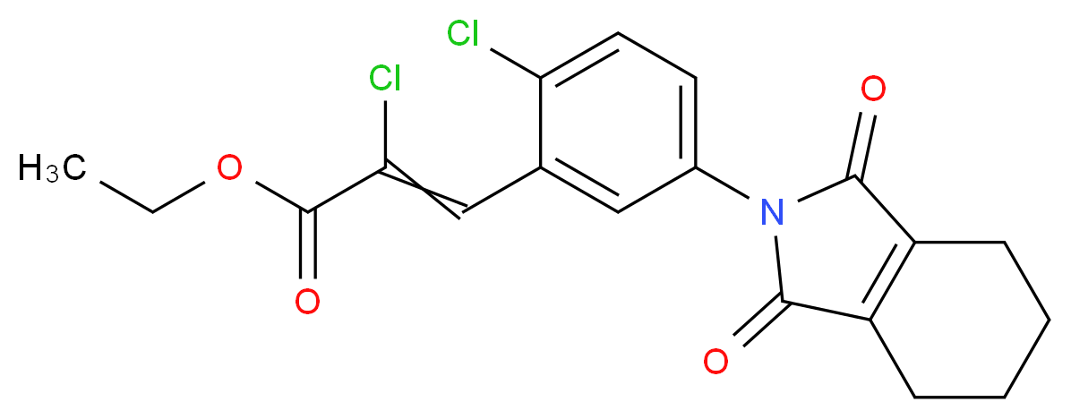 ethyl 2-chloro-3-[2-chloro-5-(1,3-dioxo-2,3,4,5,6,7-hexahydro-1H-isoindol-2-yl)phenyl]prop-2-enoate_分子结构_CAS_142891-20-1