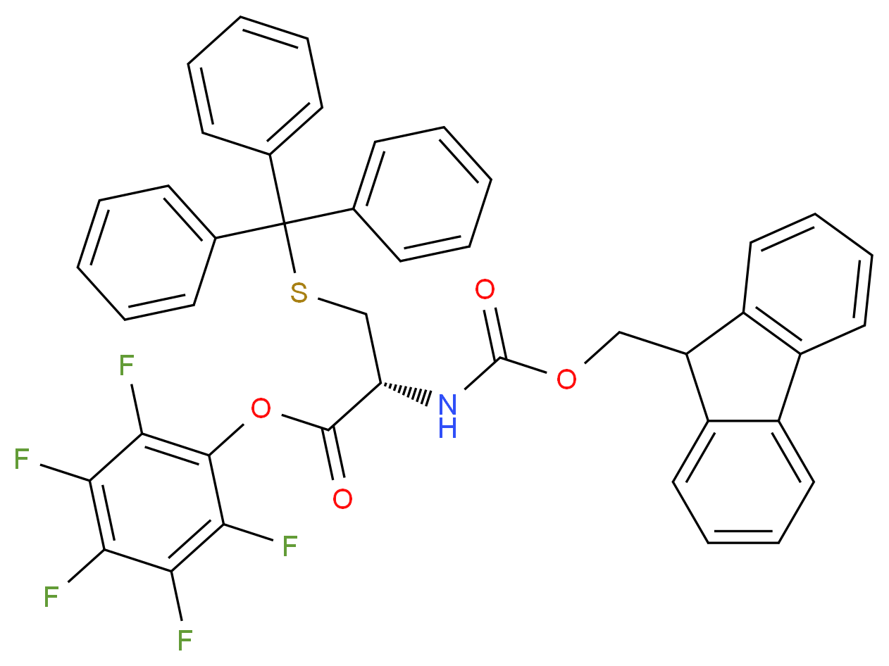 pentafluorophenyl (2R)-2-{[(9H-fluoren-9-ylmethoxy)carbonyl]amino}-3-[(triphenylmethyl)sulfanyl]propanoate_分子结构_CAS_115520-21-3