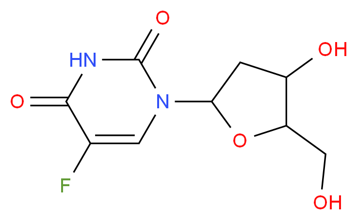 5-fluoro-1-[4-hydroxy-5-(hydroxymethyl)oxolan-2-yl]-1,2,3,4-tetrahydropyrimidine-2,4-dione_分子结构_CAS_50-91-9