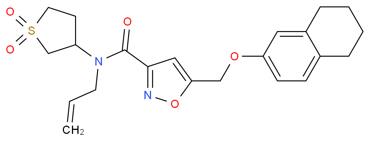 N-allyl-N-(1,1-dioxidotetrahydro-3-thienyl)-5-[(5,6,7,8-tetrahydro-2-naphthalenyloxy)methyl]-3-isoxazolecarboxamide_分子结构_CAS_)