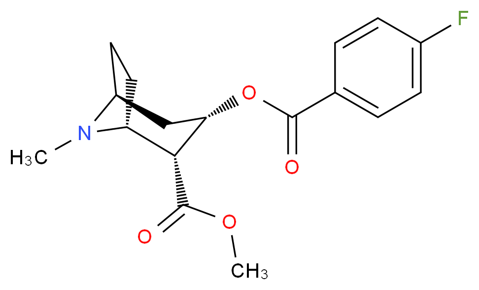 methyl (1R,2R,3S,5S)-3-(4-fluorobenzoyloxy)-8-methyl-8-azabicyclo[3.2.1]octane-2-carboxylate_分子结构_CAS_134507-62-3